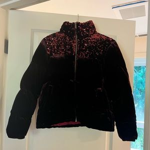 NWOT Maeve Anthropologie velvet and sequin puffer
